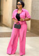 African Women career solid short-sleeved shirt with wide-leg pants two-piece set