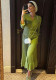 Women Fall/Winter Long-Sleeved V-Neck Ruffled Knitting Dress