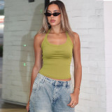 Women Summer Knitting Sexy Halter Neck Solid Top