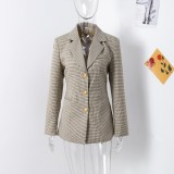 Women Fall/Winter Houndstooth Blazer Coat