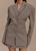 Women Fall/Winter Houndstooth Blazer Coat