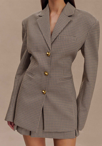 Women Fall/Winter Houndstooth Blazer Coat