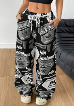 Women Autumn Printed Casual Wide-Leg Pants Women Autumn Printed Casual Wide-Leg Pants