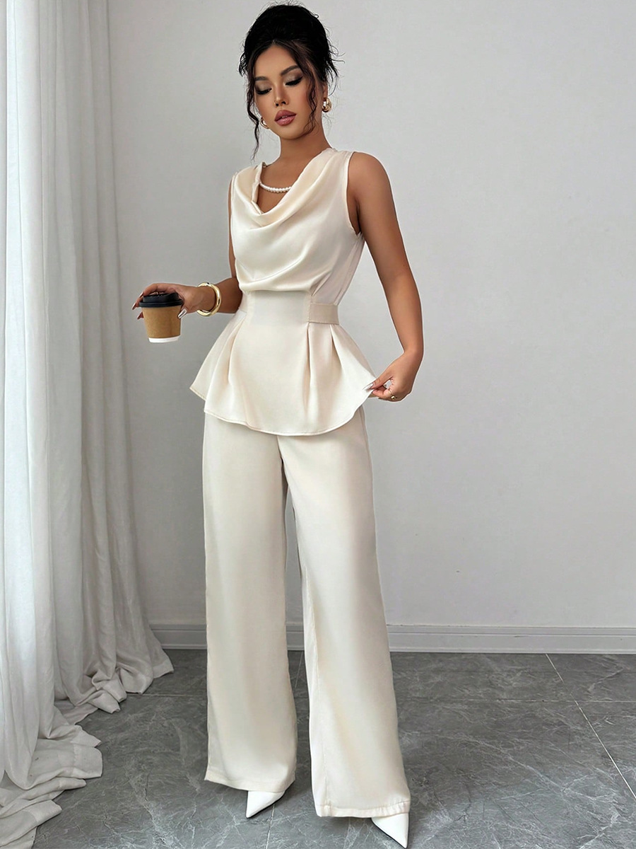 Women's Summer Chic Sleeveless Top & Straight-Leg Pants Two-Piece Set