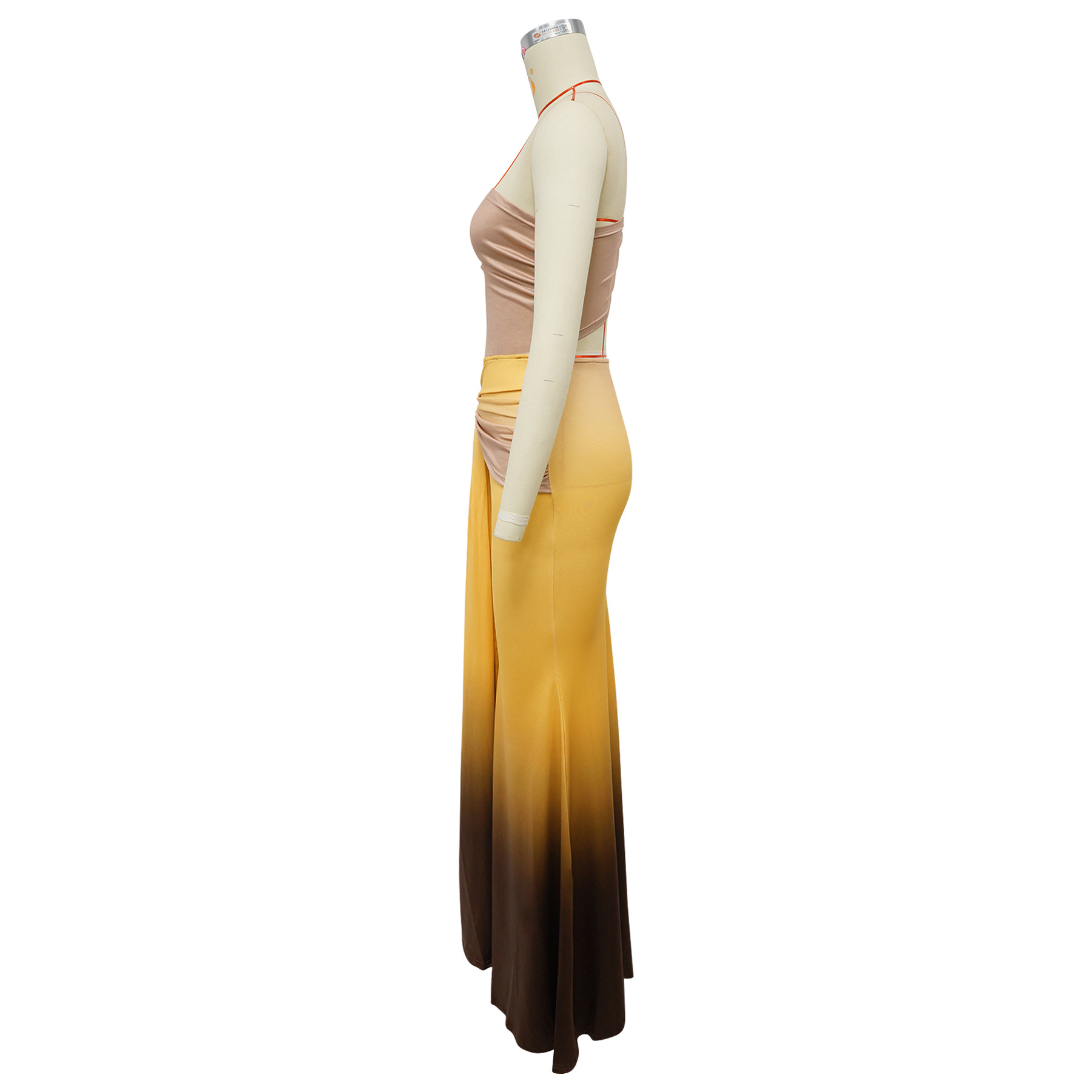 Summer Women's Sexy One-Shoulder Open Waist Gradient Long Dress