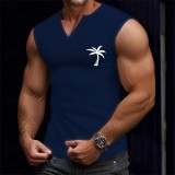 Men's Sporty Casual Coconut Tree Print Tank Top