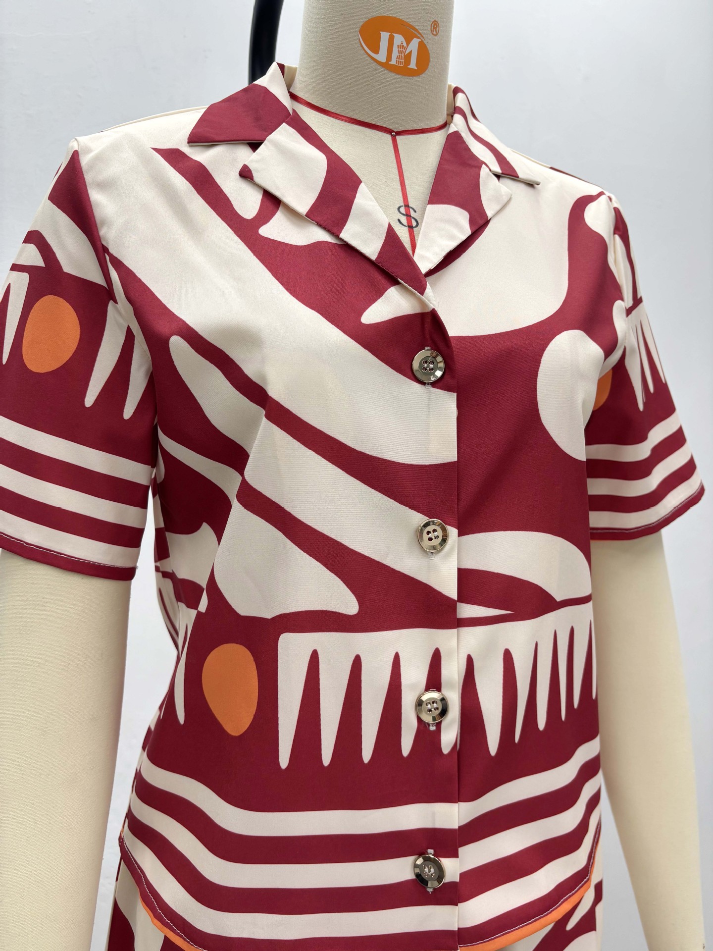 Fashion Women's Turndown Collar Printed Shirt & High-Waisted Wide-Leg Pants African Chic Elegant Two-Piece Set For Summer