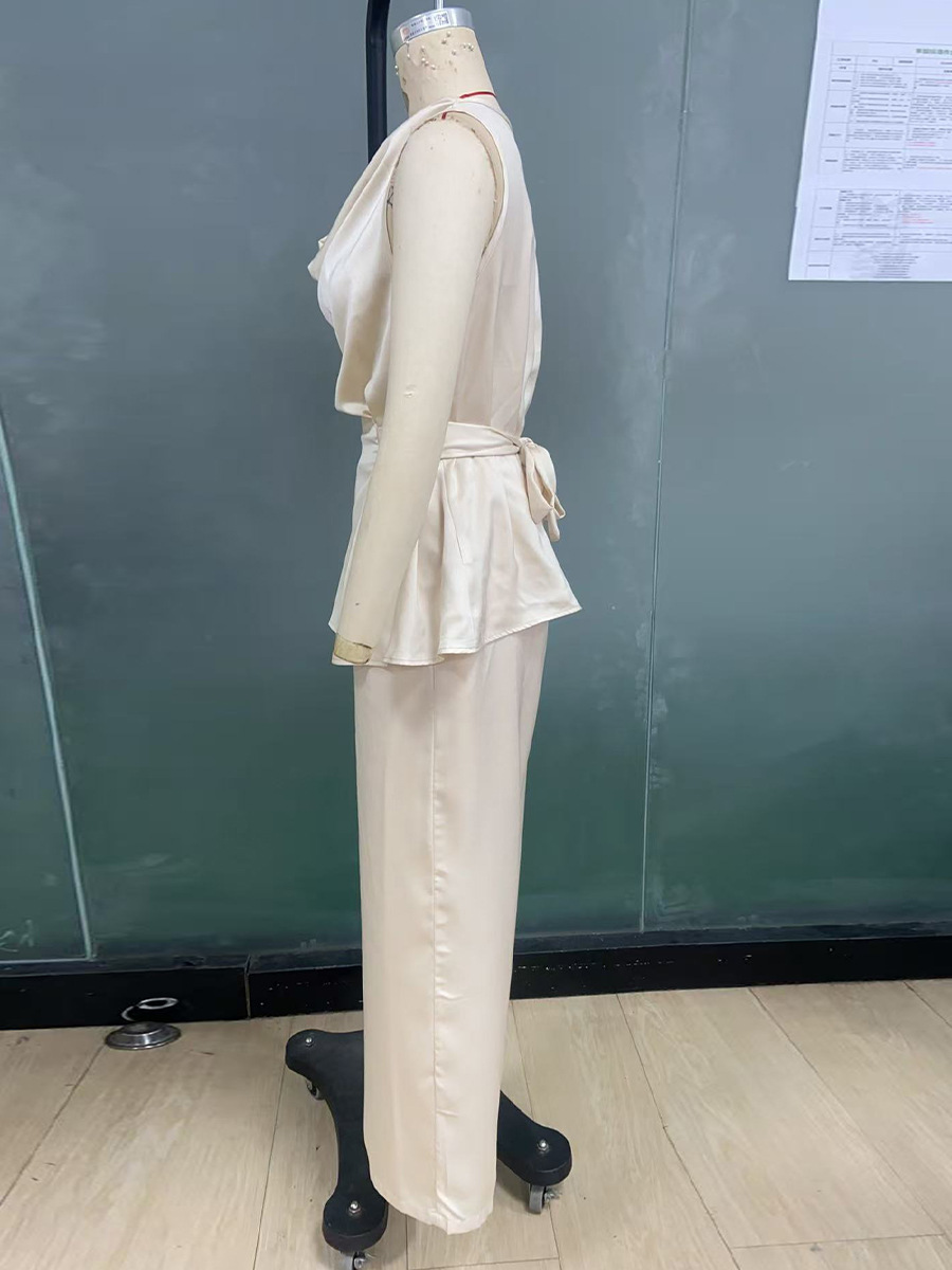 Women's Summer Chic Sleeveless Top & Straight-Leg Pants Two-Piece Set