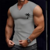Men's Sporty Casual Coconut Tree Print Tank Top