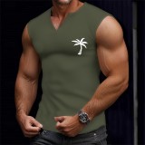 Men's Sporty Casual Coconut Tree Print Tank Top