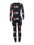 Women's Sexy Fashion Pattern Print Deep V-Neck Long Sleeve Tight Slim Jumpsuit