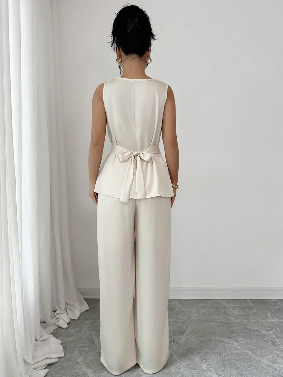 Women's Summer Chic Sleeveless Top & Straight-Leg Pants Two-Piece Set