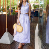 Women's Spring & Summer Fashion Chic Striped Skirt & Top Two-Piece Set