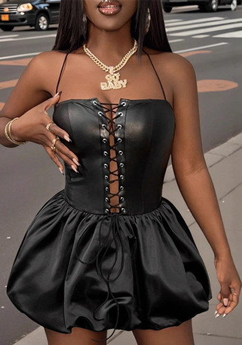 Women's Strapless Sexy Low Back Slim Waist Bubble Dress