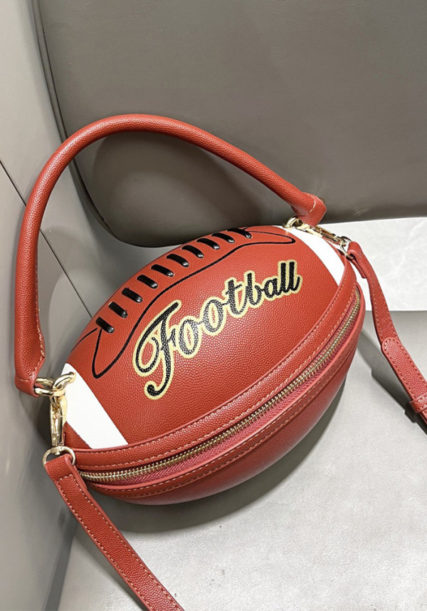 Women's Rugby Ball Shape Fun Handbag Shoulder Carry Bag