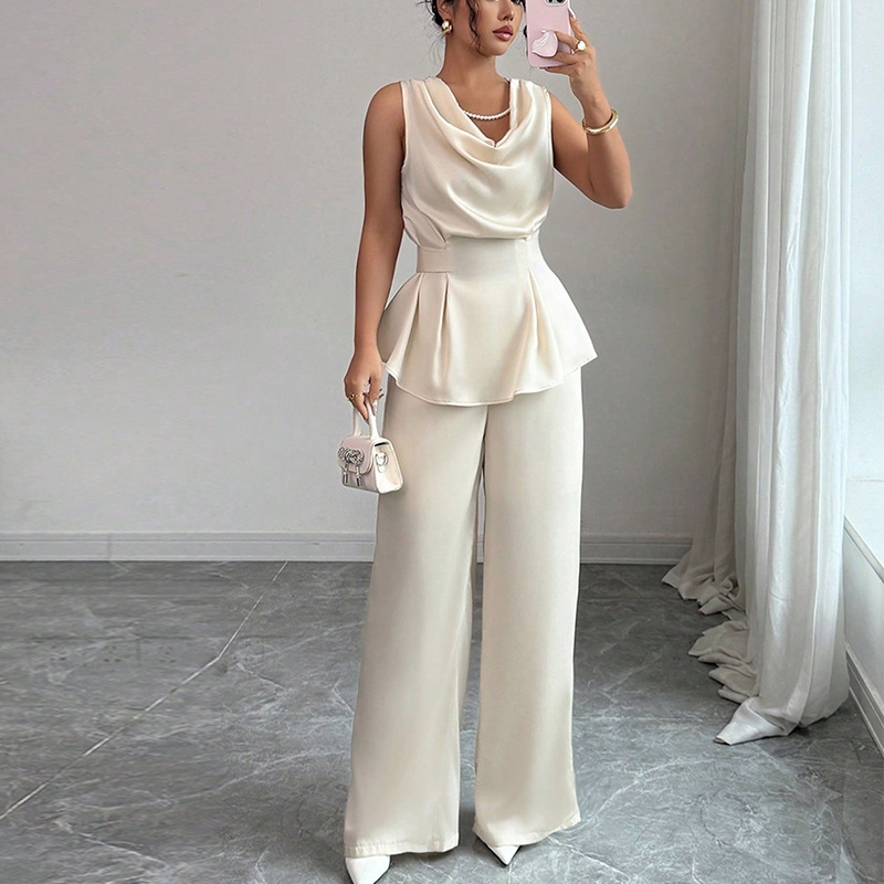Women's Summer Chic Sleeveless Top & Straight-Leg Pants Two-Piece Set