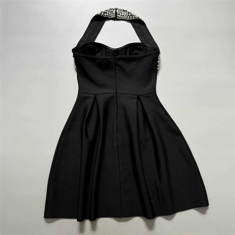 Women Sexy Halter Neck Evening Dress with Diamond Bandage