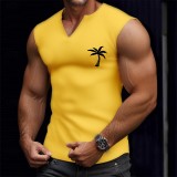 Men's Sporty Casual Coconut Tree Print Tank Top