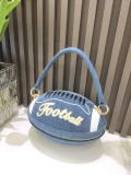 Women's Rugby Ball Shape Fun Handbag Shoulder Carry Bag