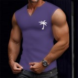 Men's Sporty Casual Coconut Tree Print Tank Top