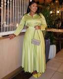 African Women summer long-sleeved pleated skirt two-piece set