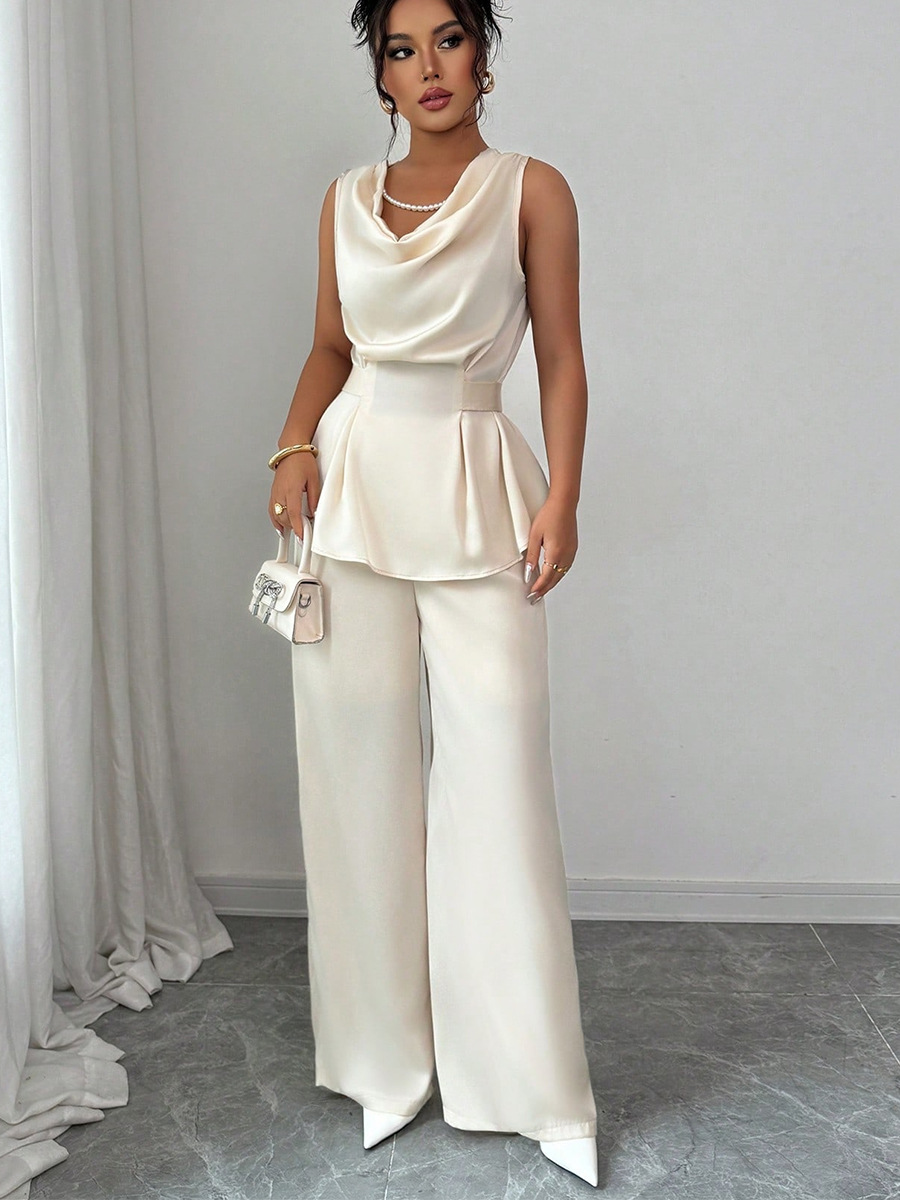 Women's Summer Chic Sleeveless Top & Straight-Leg Pants Two-Piece Set