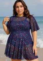 Plus Size Tummy-Control Lace One-Piece Swimsuit