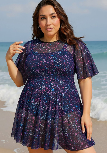 Plus Size Tummy-Control Lace One-Piece Swimsuit