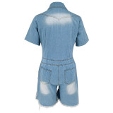 Women Fringed Snap-Button Jumpsuit