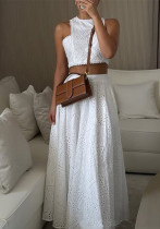 Women White Lace Sleeveless Crop Top and Skirt Two-Piece Set