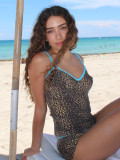 Women Leopard Print Lace Tank Top and Shorts Two-Piece Set