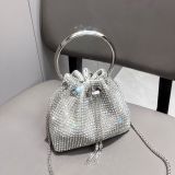 Women Autumn/Winter Bucket Bag Drawstring Beaded Shoulder/Crossbody Handbag