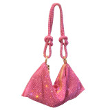 Women Pink Rhinestone Encrusted Handbag
