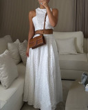 Women White Lace Sleeveless Crop Top and Skirt Two-Piece Set