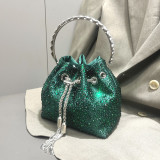 Women Autumn/Winter Bucket Bag Drawstring Beaded Shoulder/Crossbody Handbag