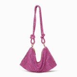 Women Pink Rhinestone Encrusted Handbag