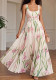 Women Printed Pleated Summer Strap Dress