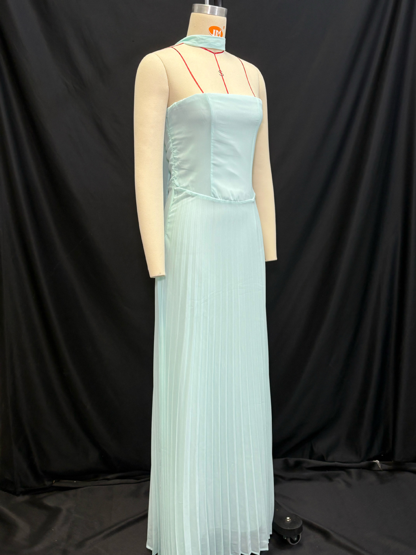 Women Summer Collarless Solid Pleated Strapless Dress