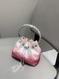 Women Autumn/Winter Bucket Bag Drawstring Beaded Shoulder/Crossbody Handbag