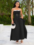 Women Sleeveless Wrap-On Belted Dress