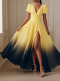 Women Short-Sleeved Ombre Dress