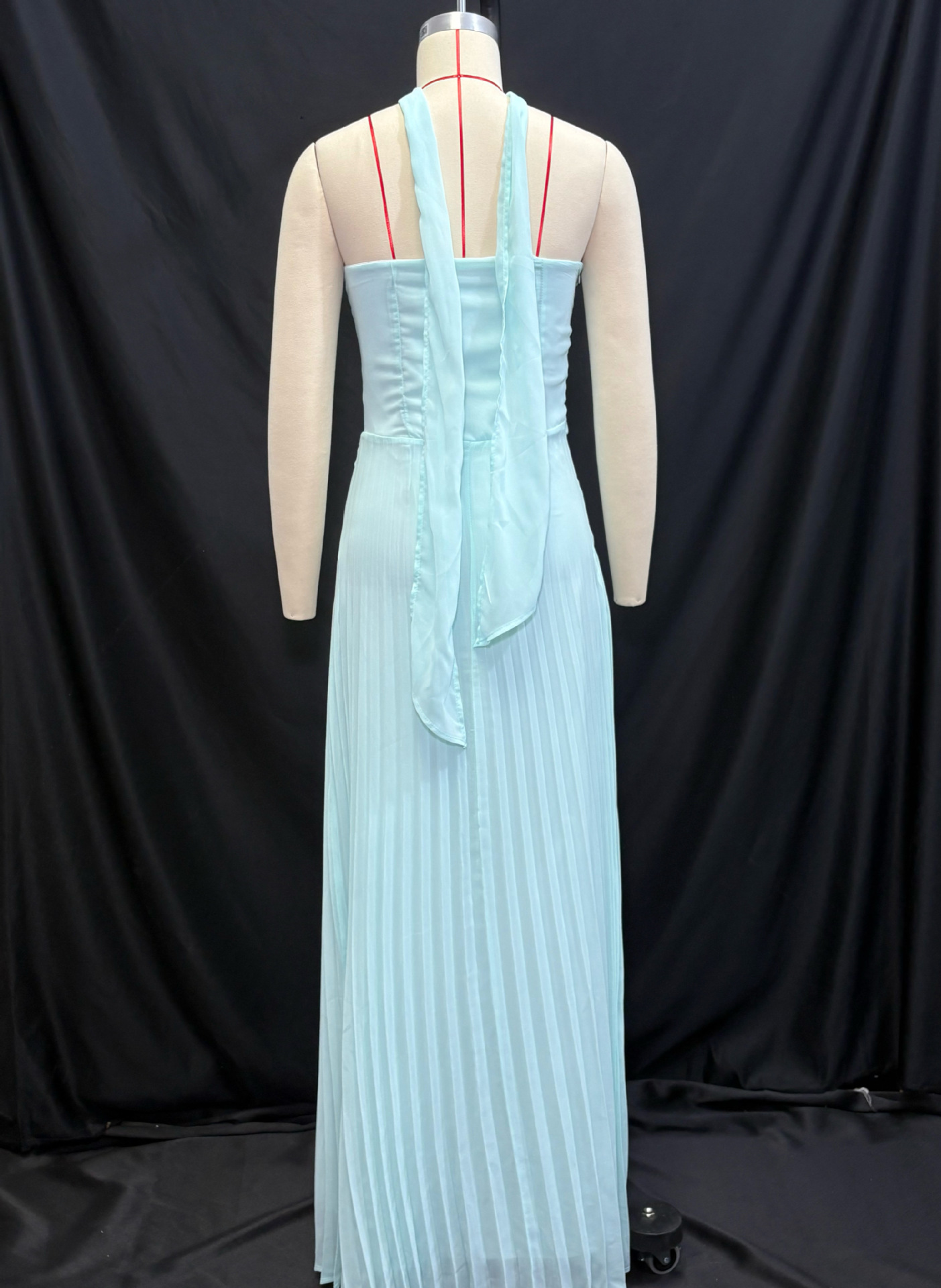 Women Summer Collarless Solid Pleated Strapless Dress