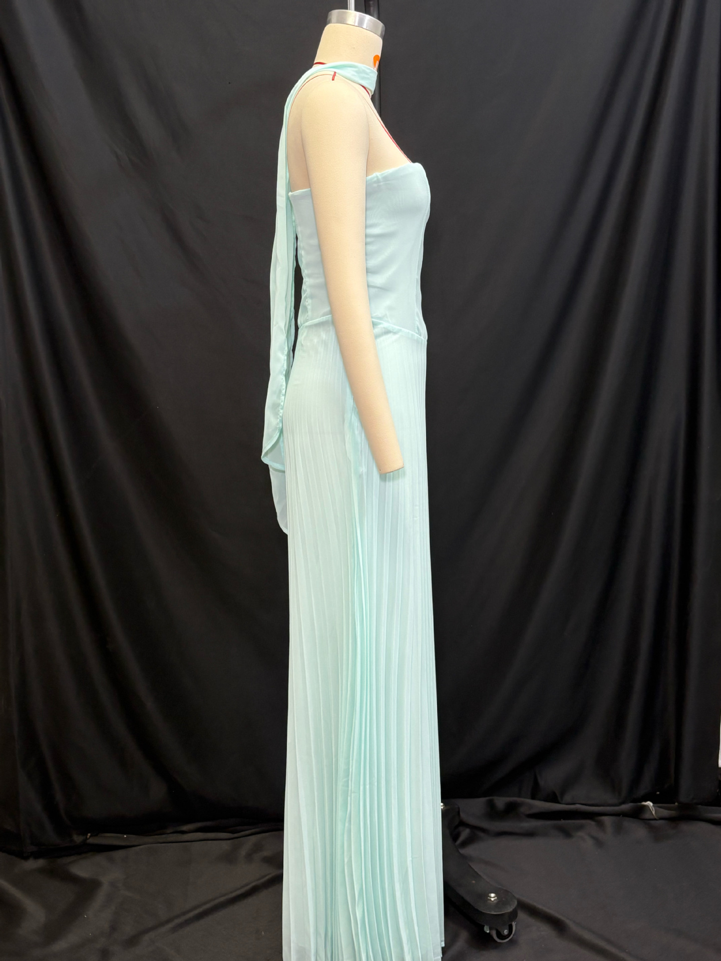 Women Summer Collarless Solid Pleated Strapless Dress