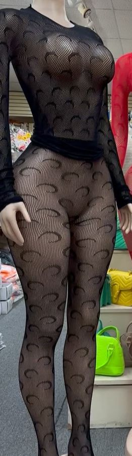 Women Fishnet Long-Sleeved Mesh See-Through Cutout Jumpsuit