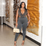 Women Furry Halter Neck Backless Lace-Up Top and Two-Piece Pants Set