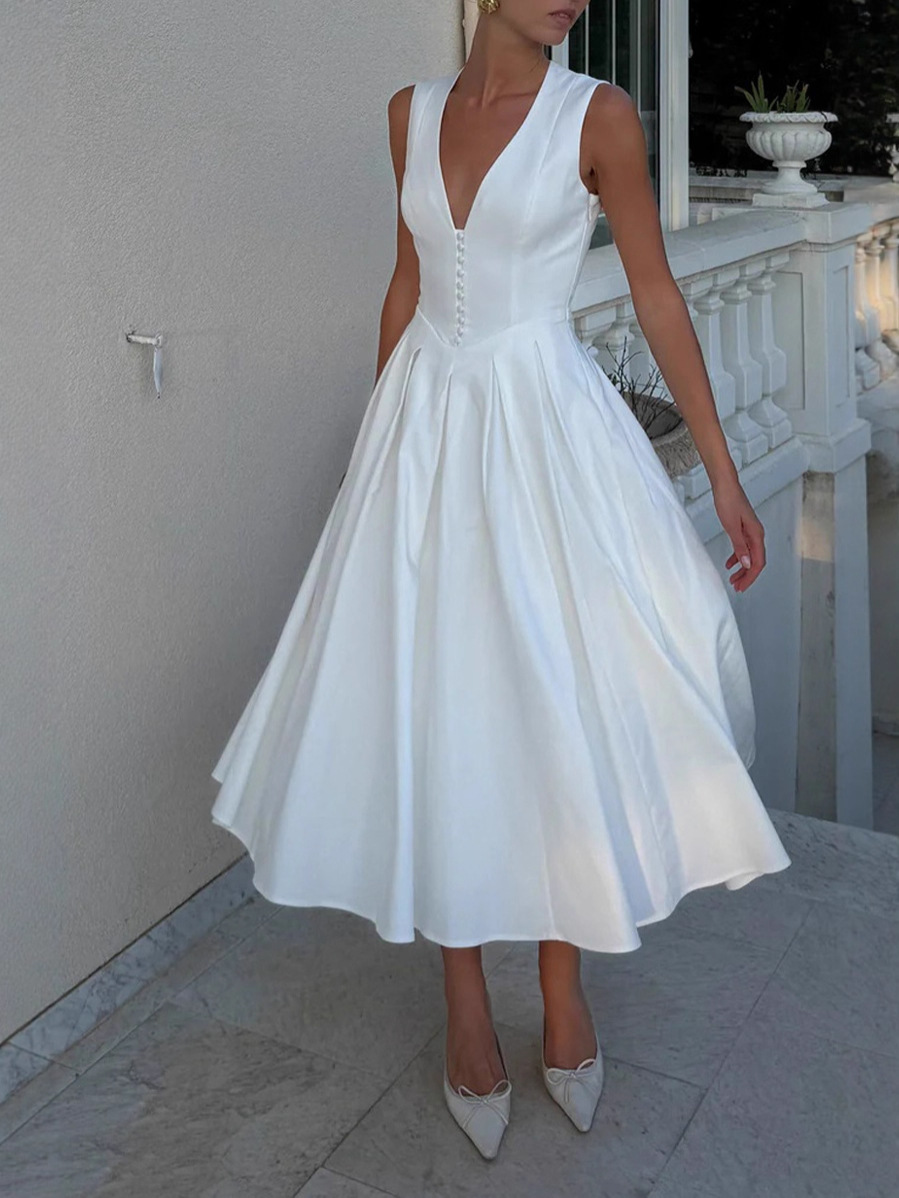 Women Summer V-Neck Sleeveless Dress