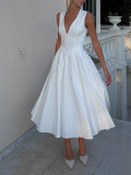 Women Summer V-Neck Sleeveless Dress