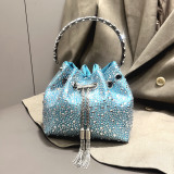 Women Autumn/Winter Bucket Bag Drawstring Beaded Shoulder/Crossbody Handbag