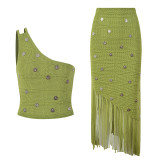 Women Summer One-Shoulder Top and Skirt Two-Piece Set