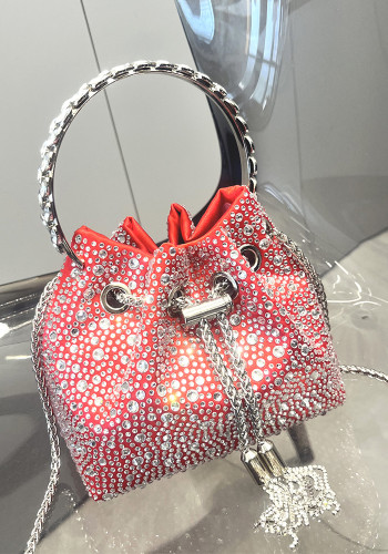 Women Autumn/Winter Bucket Bag Drawstring Beaded Shoulder/Crossbody Handbag